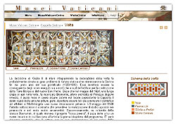 Schermata della pagina del Sito Internet dei Musei Vaticani dedicata alla Volta della Cappella Sistina