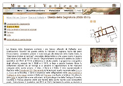 Schermata della pagina del Sito Internet dei Musei Vaticani dedicata alle Stanze di Raffaello