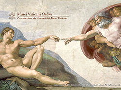 Immagine tratta dall'affresco "Creazione di Adamo" dipinto da Michelangelo sulla volta della Cappella Sistina, utilizzato come sfondo del desktop durante la Conferenza Stampa